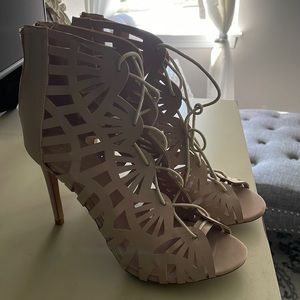 Size 10. Tan/Light Brown Lace Up heels.